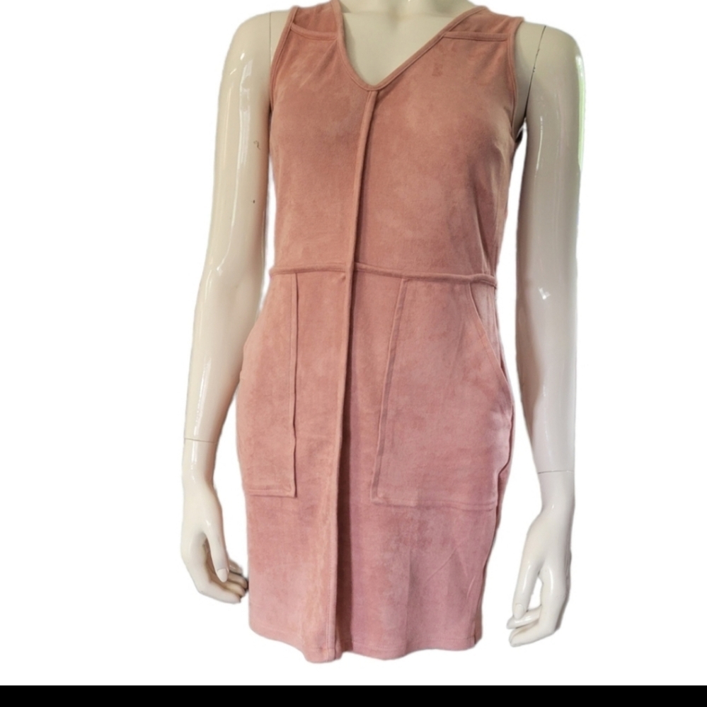 XS faux suede pink dress sleeveless